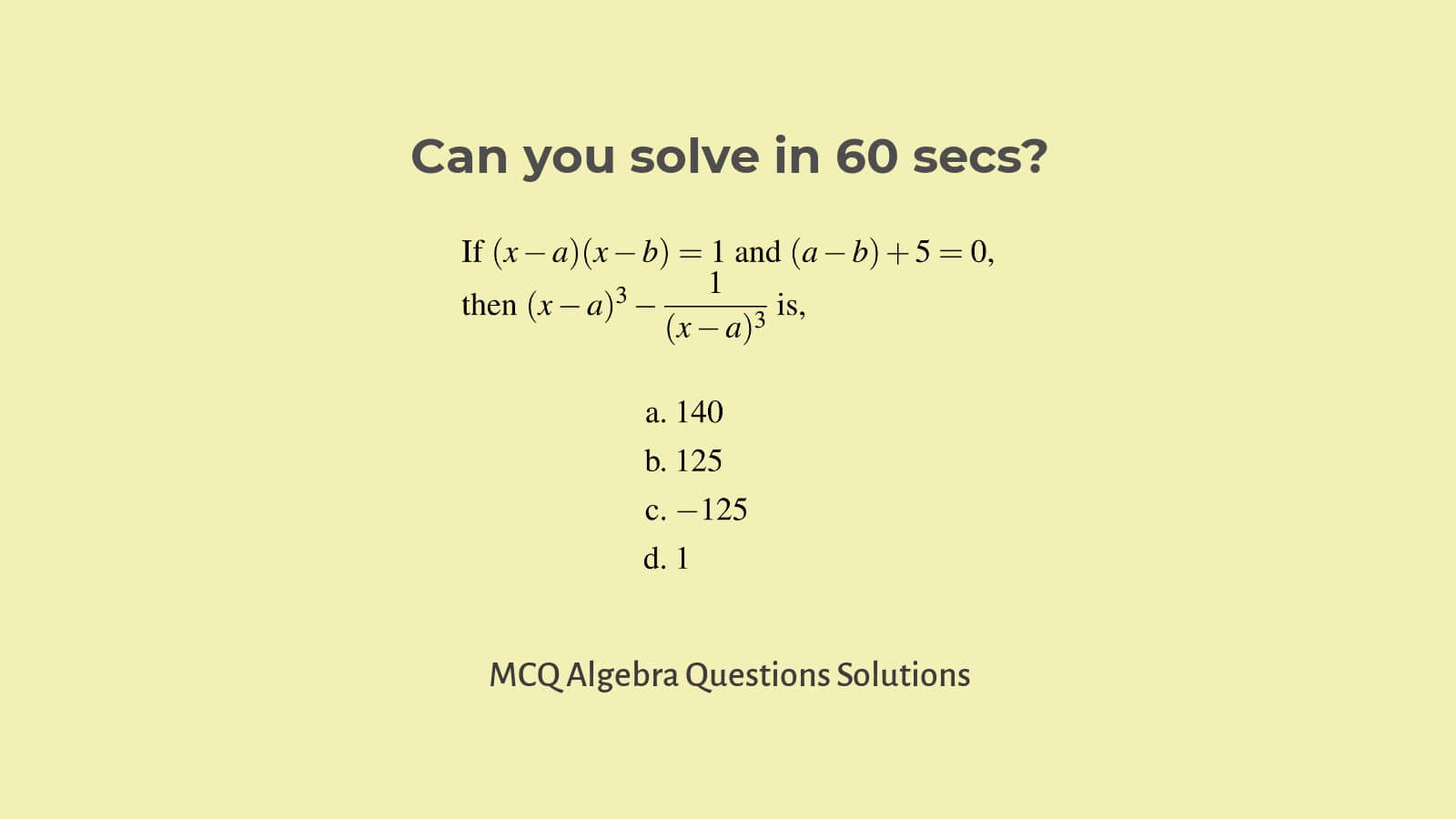 SSC CGL algebra questions with solutions set 4
