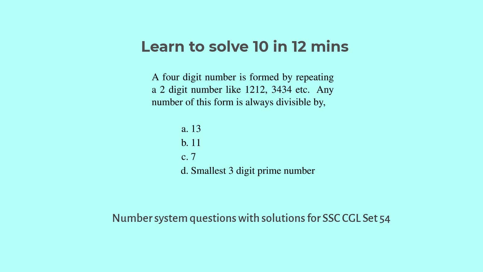 How to Solve Number System Questions: SSC CGL Set 54