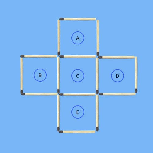 5 squares to 4 squares in 3 stick moves 4th matchstick puzzle