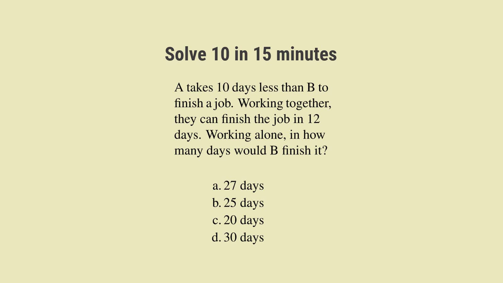 SSC CHSL time and work questions solved set 1