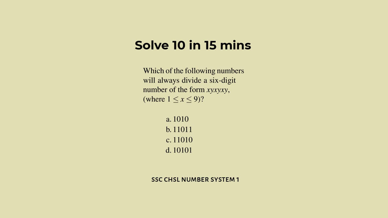 SSC CHSL number system questions answers and solutions set 1