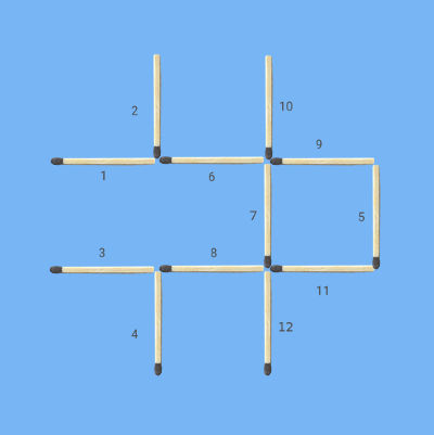 Move 3 matches to make 3 squares matchstick puzzle on Tic Tac Toe intermediate solution