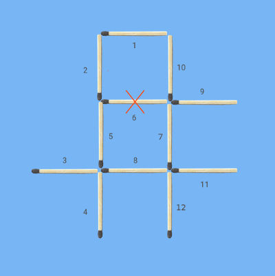 Move 3 matches to make 3 squares matchstick puzzle on Tic Tac Toe invalid square
