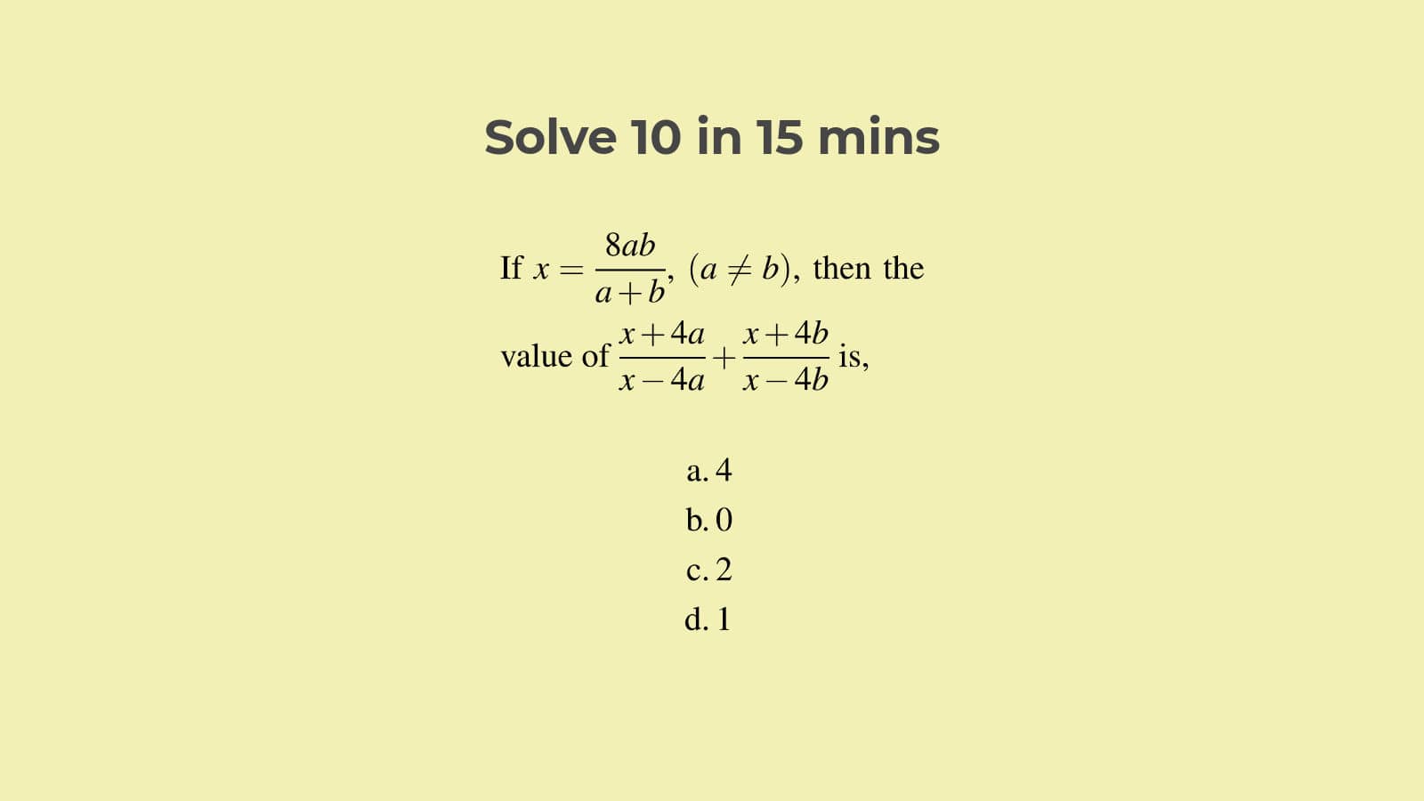 Algebra questions for SSC CPO with answers and solutions 2