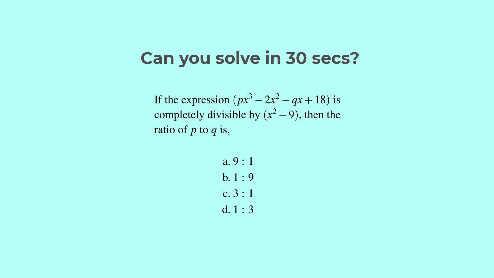Questions on Algebra for SSC CGL Set 81 with answers