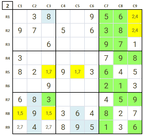 How to solve hard Sudoku level 3 game 9 stage 2