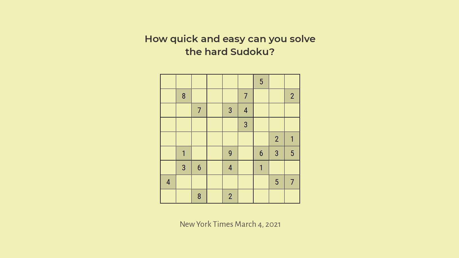 NY Times Sudoku Hard 4th March 2021 Quick Solution
