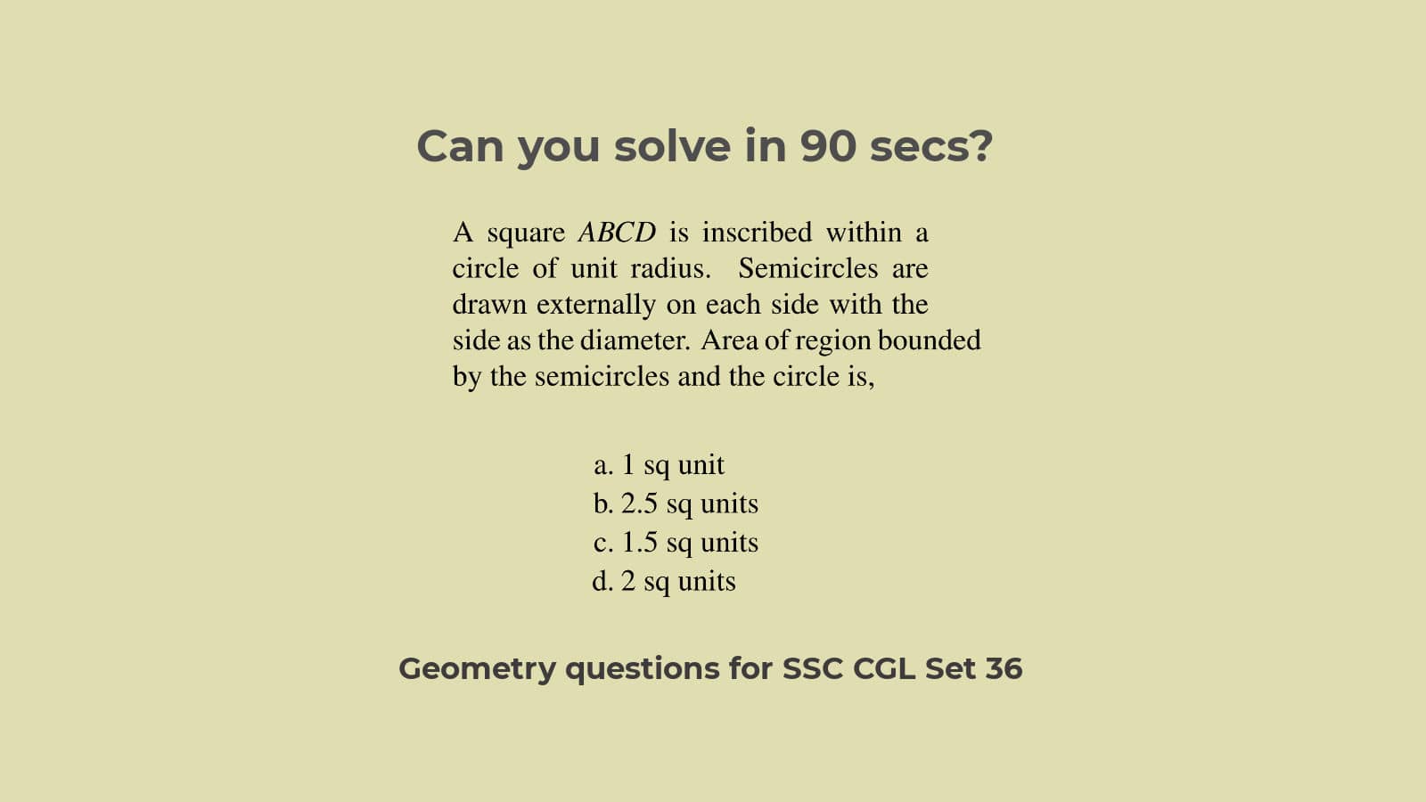 Solve inradius circumradius circle triangle questions for SSC CGL Set 36