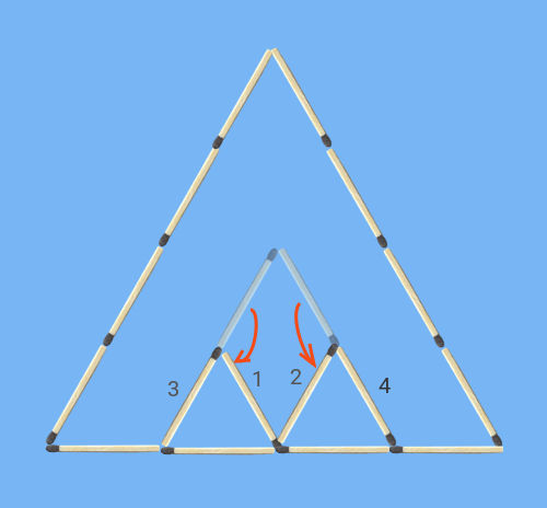 Move 2 Matches to Make 3 Triangles Matchstick Puzzle solution