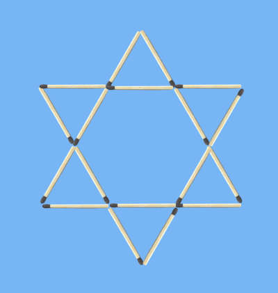 Matchstick star puzzle - Move 2 matches to form 6 triangles graphic