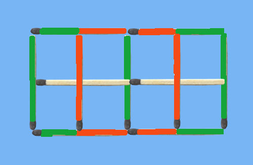 Matchstick Puzzle Move 2 to Form 11 Squares: the solution