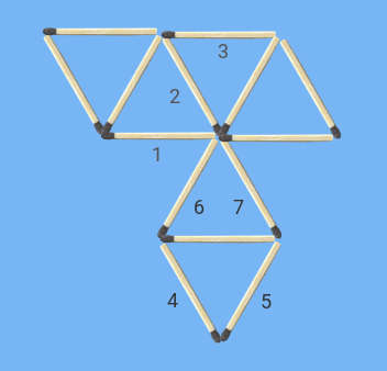 Move 2 matches to form 5 triangles puzzle stick move for 2nd solution