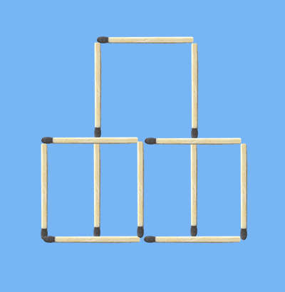 Move 2 matches to make 4 equal squares matchstick puzzle solution