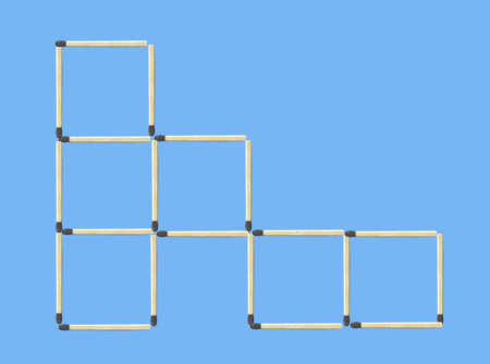 Move 3 matches of 6 squares to create 5 squares puzzle graphic