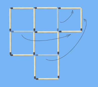 Move 3 Matches to Form Exactly 3 Rectangles Puzzle solution 1