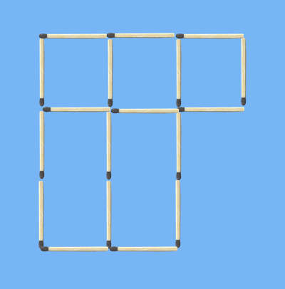 Move 3 matches to make 3 squares matchstick puzzle graphic