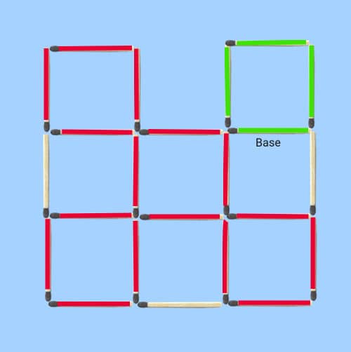 Move 3 matches to make 5 equal squares puzzle: 5 independent squares