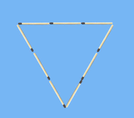 Move 4 matches to make 6 triangles matchstick puzzle 3 stick side triangle