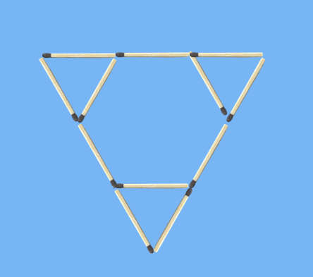Move 4 matches to make 6 triangles matchstick puzzle three apex triangles