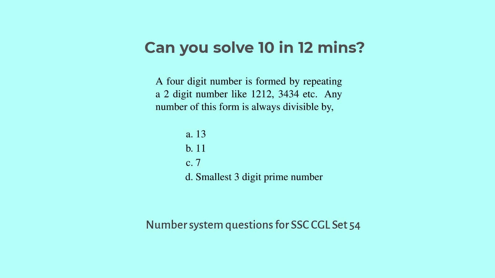 Number System Questions: SSC CGL Set 54