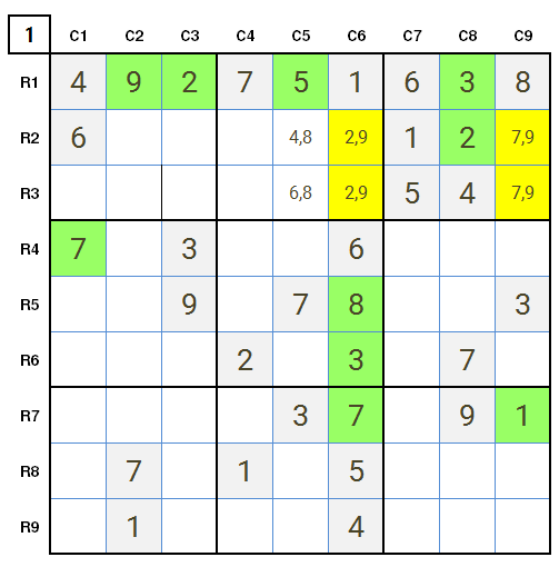 New York Times Sudoku Hard, 22nd February 2021 Stage 1 Solution