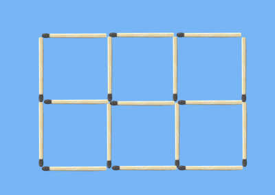 Remove 6 matches to leave exactly 2 squares puzzle graphic