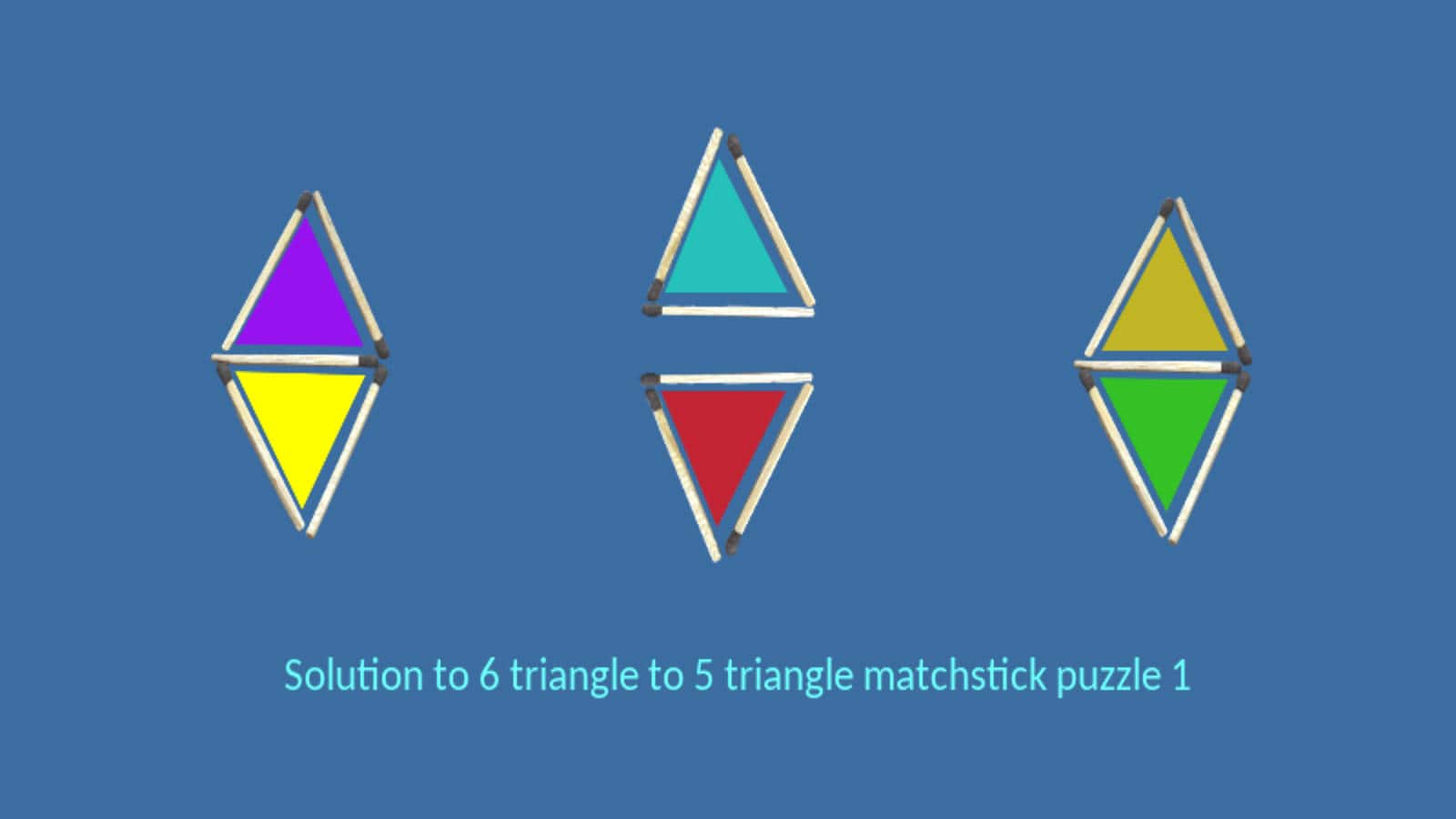 6 triangles matchstick puzzle: move 2 matches to make 5 triangles