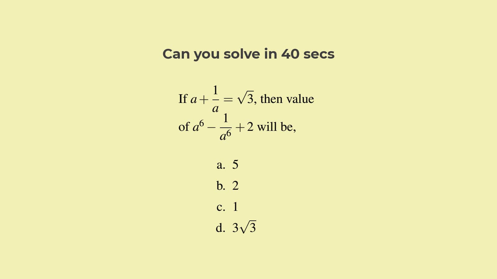 Algebra questions for SSC CHSL with answers and solutions 2