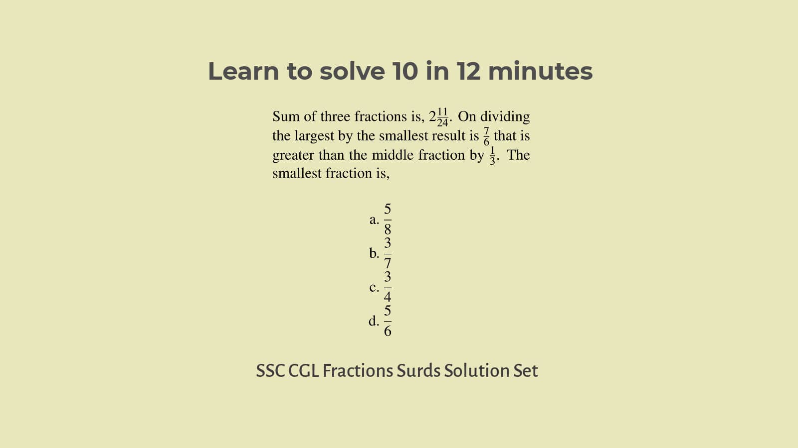 Solution to Surds and Fraction Questions for SSC CGL Set 70