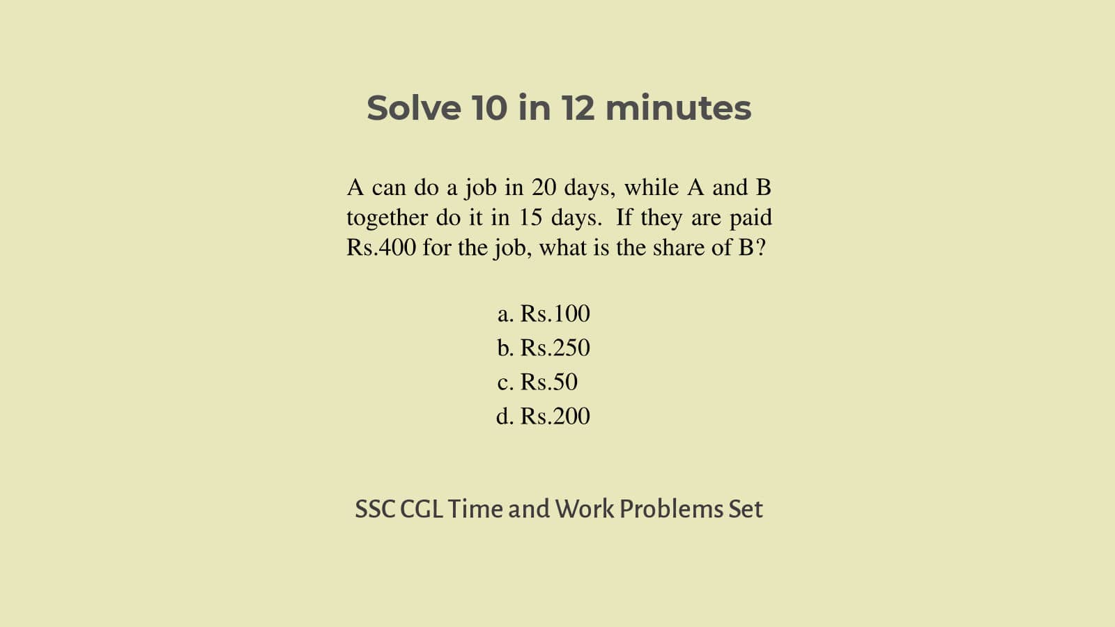 Time and Work Problems for SSC CGL Set 66