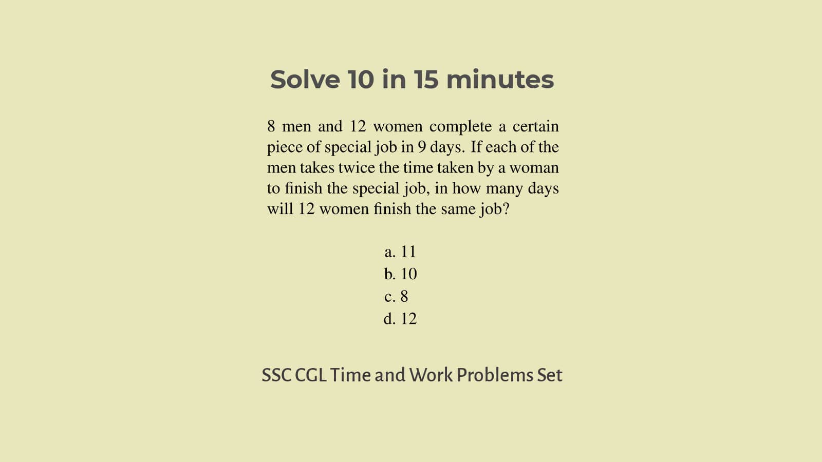 Time and Work Problems for SSC CGL Set 67
