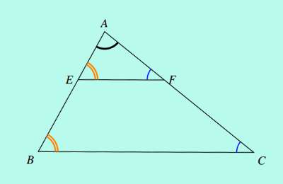 two similar triangles superimposed